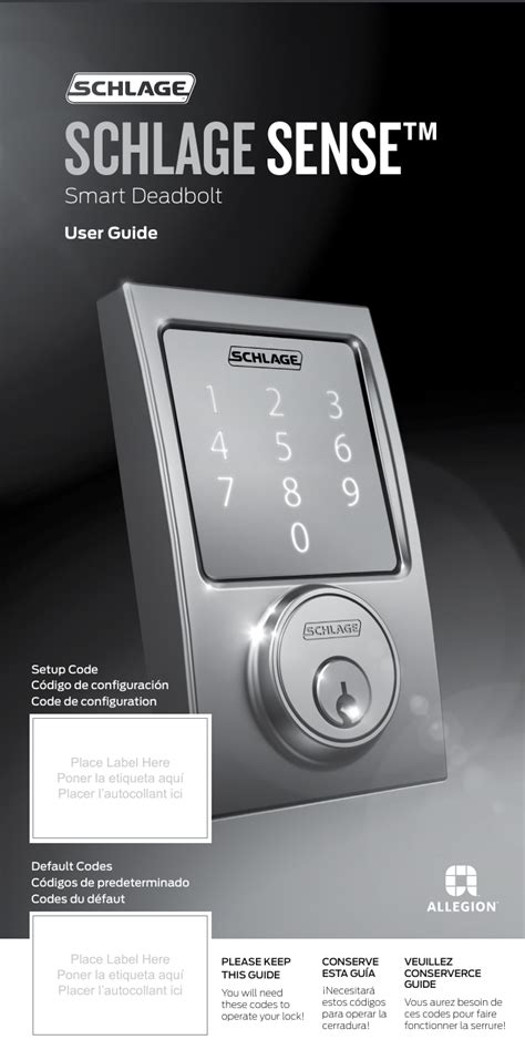 schlage sense user manual|schlage user guide.